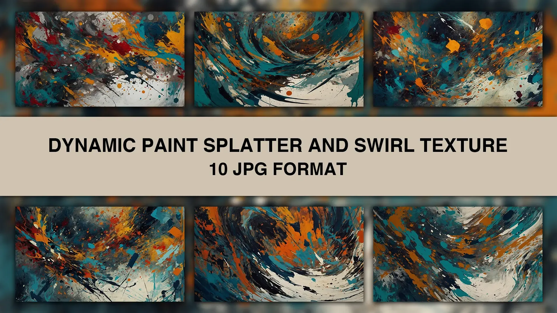 Dynamic Paint Splatter and Swirl Texture Background Pack of 10 Vibrant Images image